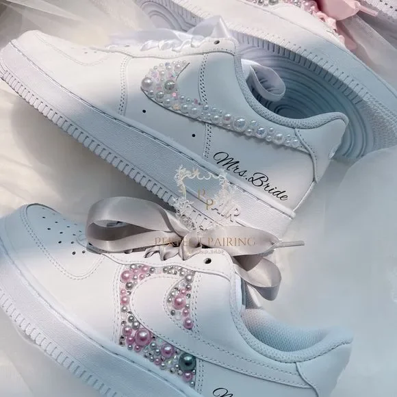 Wedding sneakers wedding air force 1/custom name and date - Picture 2 of 9